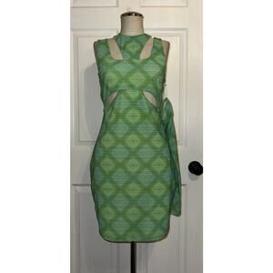 NEW Camila Coelho Christine Mini Dress Multi Dot Size M in Green Multi Cut Out